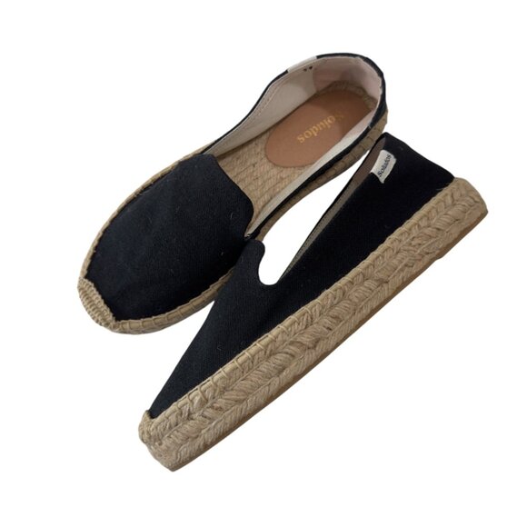 Soludos Womens Black Espadrille Flats Size 7 Canvas & Jute Slip-On Shoes - Picture 5 of 16